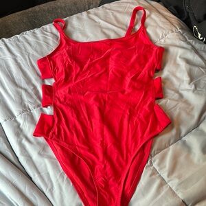 Red Cut Out One Piece Swimsuit